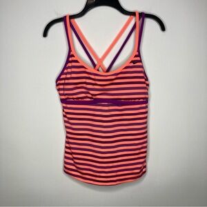Nike Purple and Orange Striped Tank Top XL super cute color cross